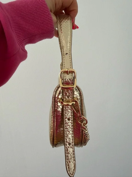 Aldo Metallic Gold Crescent Mini Bag - Picture 3 of 5